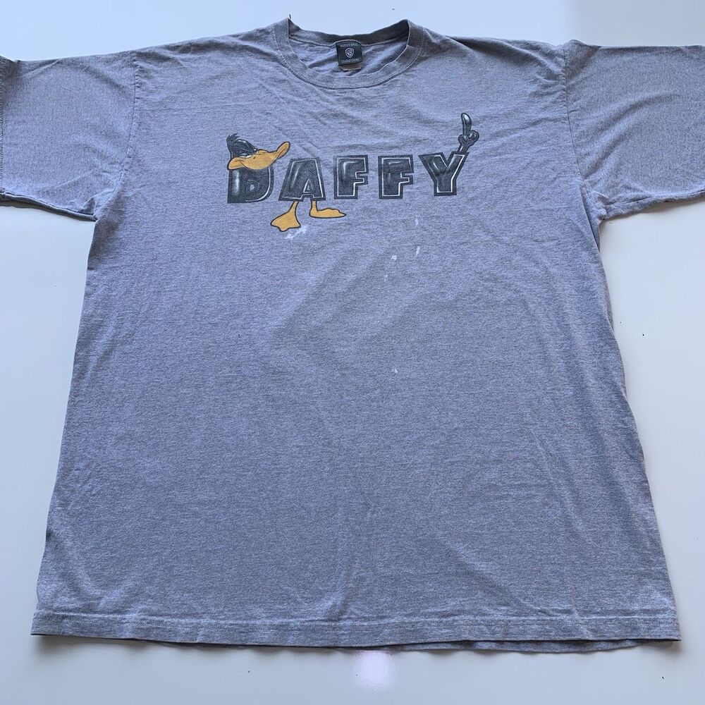 Vintage Official Warner Bros Daffy Duck T Shirt XXL 1997 Gray